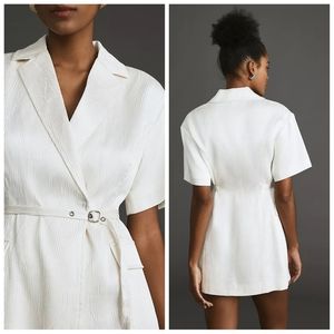 Anthropologie 4SI3NNA Lorenzo Short-Sleeve Belted Blazer Dress